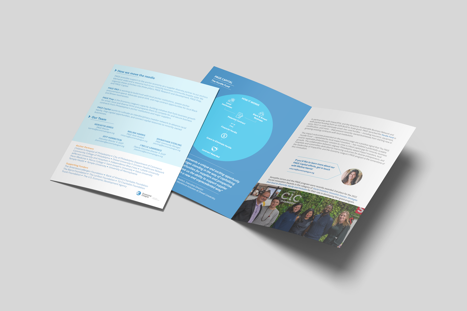Economy League of Greater Philadelphia 2022 Impact Report interior spread designed by 96ANDX